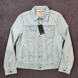 True Religion Jesse SN Trucker Jean Jacket Mens Small Light Blossom Wash Denim